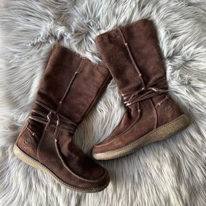 Timberland Brown Suede Leather Shearling Tall Boots
